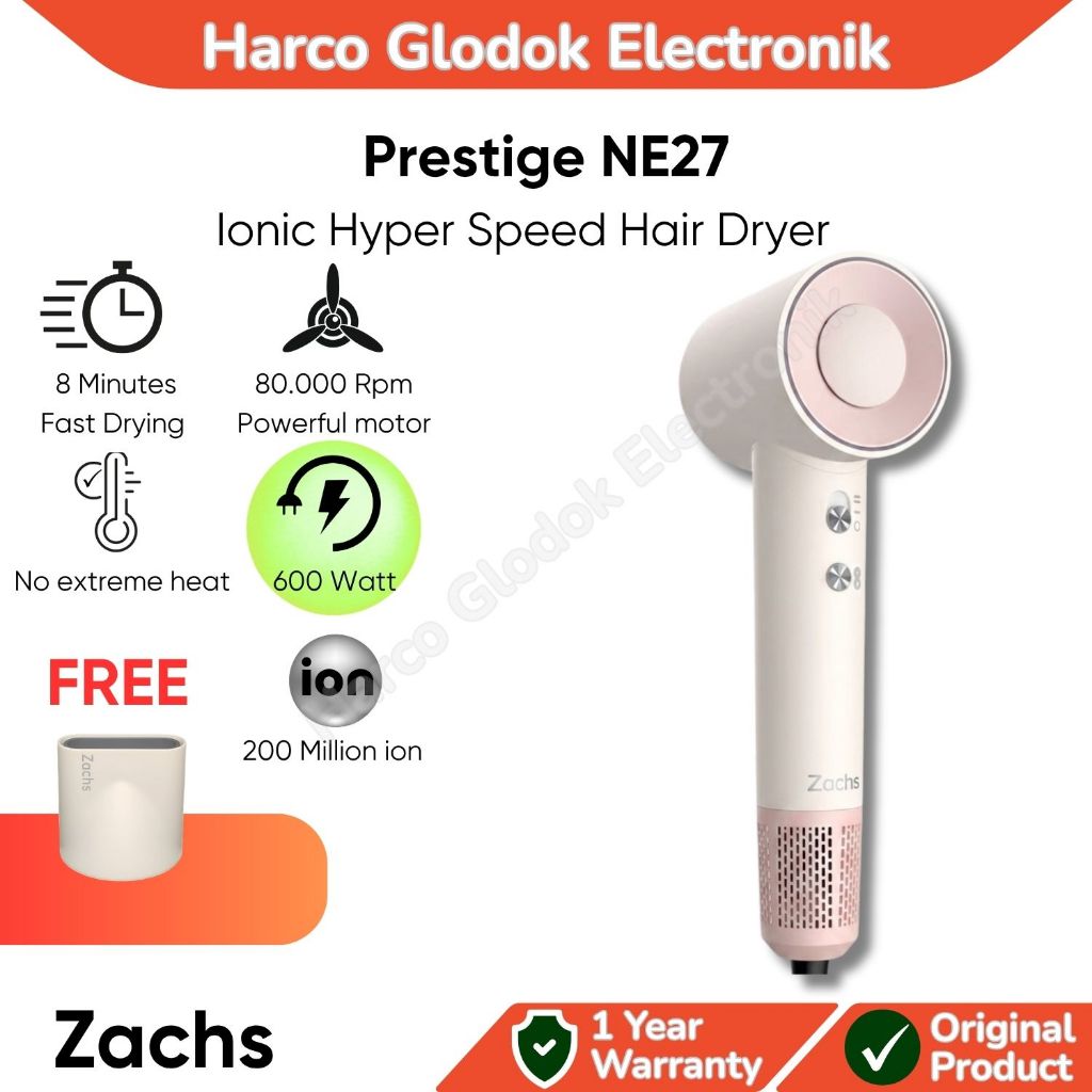 Zachs Prestige NE27 Ion High Speed Hair Dryer Low watt 600Watt