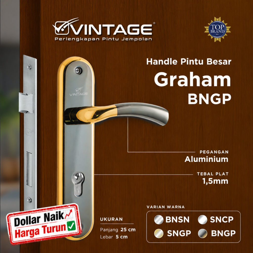 VINTAGE Handle pintu 25cm lengkap 1 set langsung pasang / gagang pintu besar / handle pintu minimali