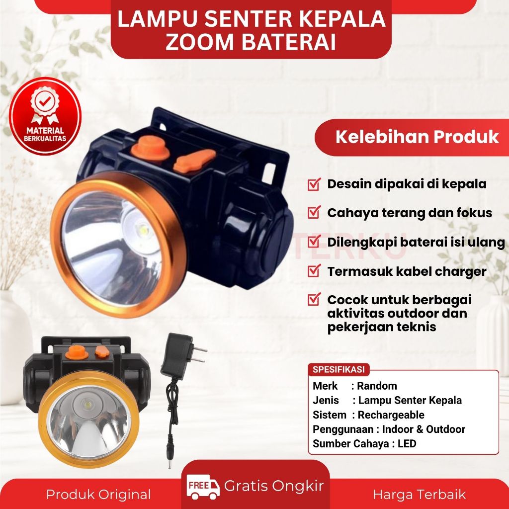 Lampu Senter LED / Senter LED Terang / Lampu Senter Kepala