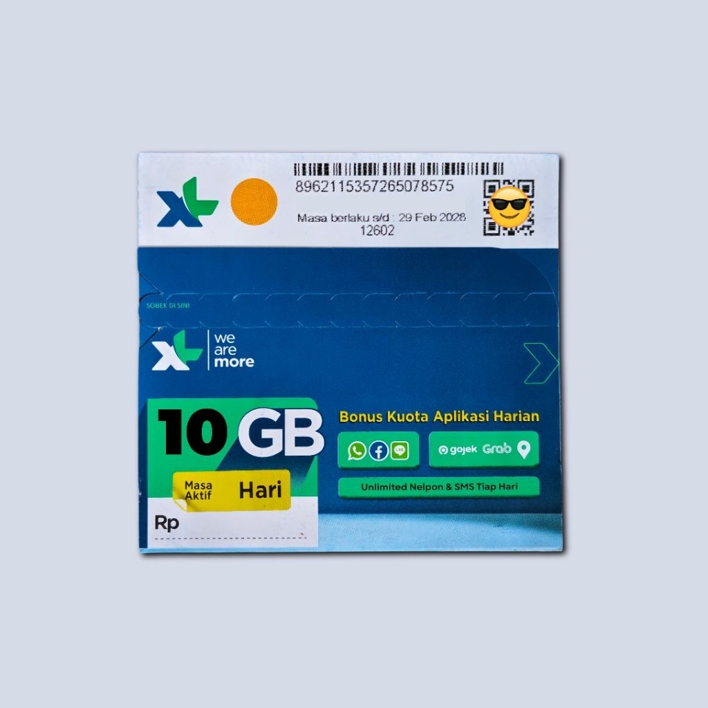 Kartu Perdana XL 10GB 30 Hari - Kuota Utama 24 Jam Full Jaringan 4G/5G