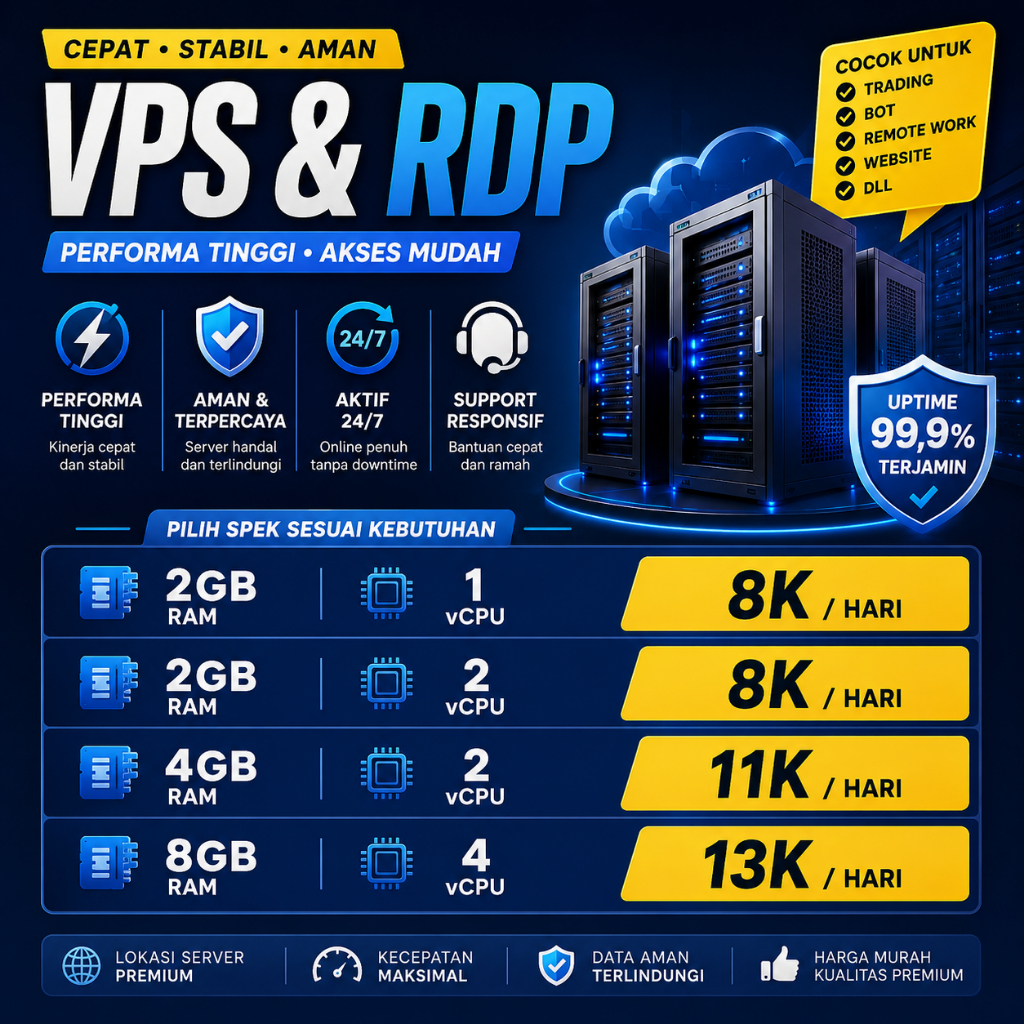 VPS / RDP Murah Harian   Bergaransi