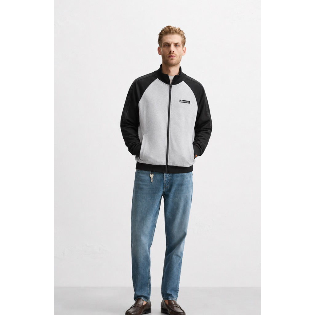 Ellesse Taped Tracktop Jacket In Black / Grey