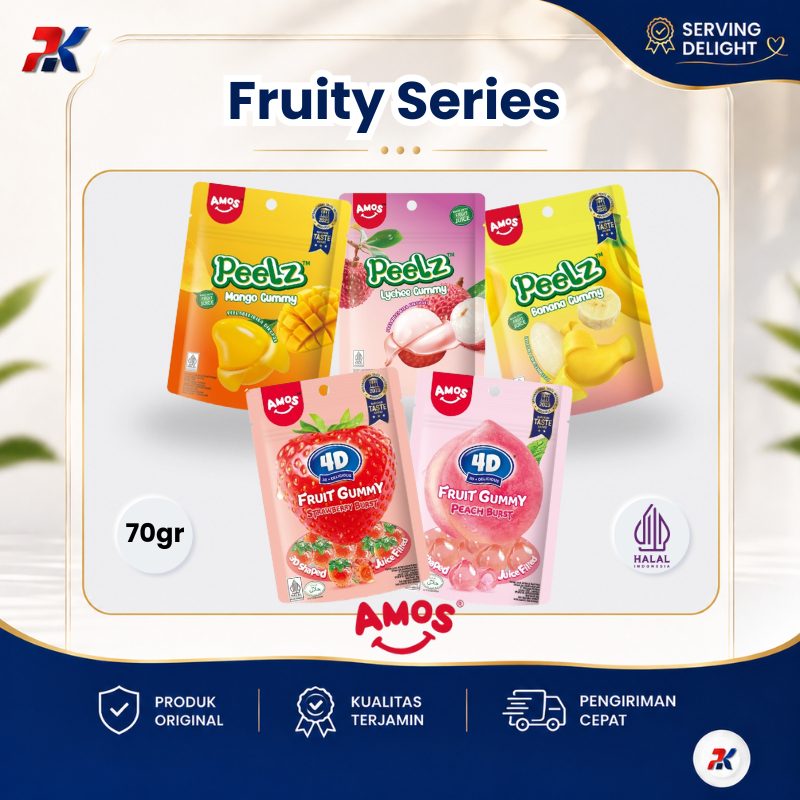 Amos Gummy Candy Fruity | Permen Jelly | Permen Jelly Mangga | Permen Jelly Strawberry