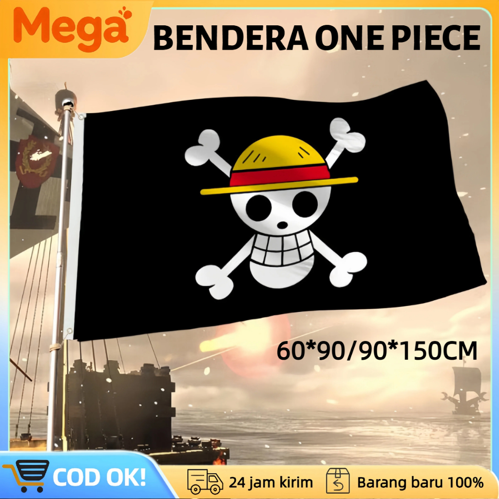 Poster Kain One Piece Bendera Tapestry Wall Decor Hiasan Dinding Anime Jepang Luffy Mugiwara Bajak L
