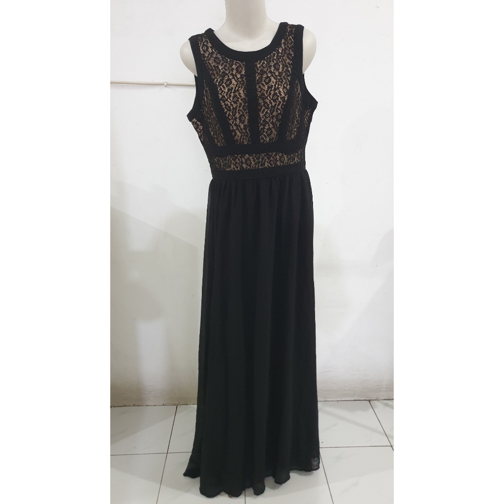 Dress Hitam Brokat Panjang Zalora