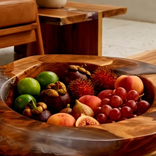 Tempat buah kayu jati  Mangkok resin MANGKOK KERANG KAYU JATI
