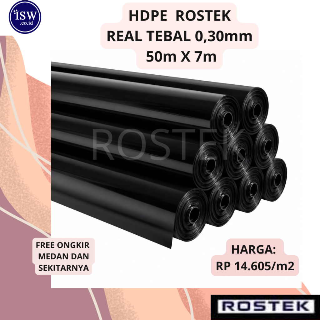FREE ONGKIR |Terpal Geomembrane HDPE Merk Rostek 0.3mm 50mx7m