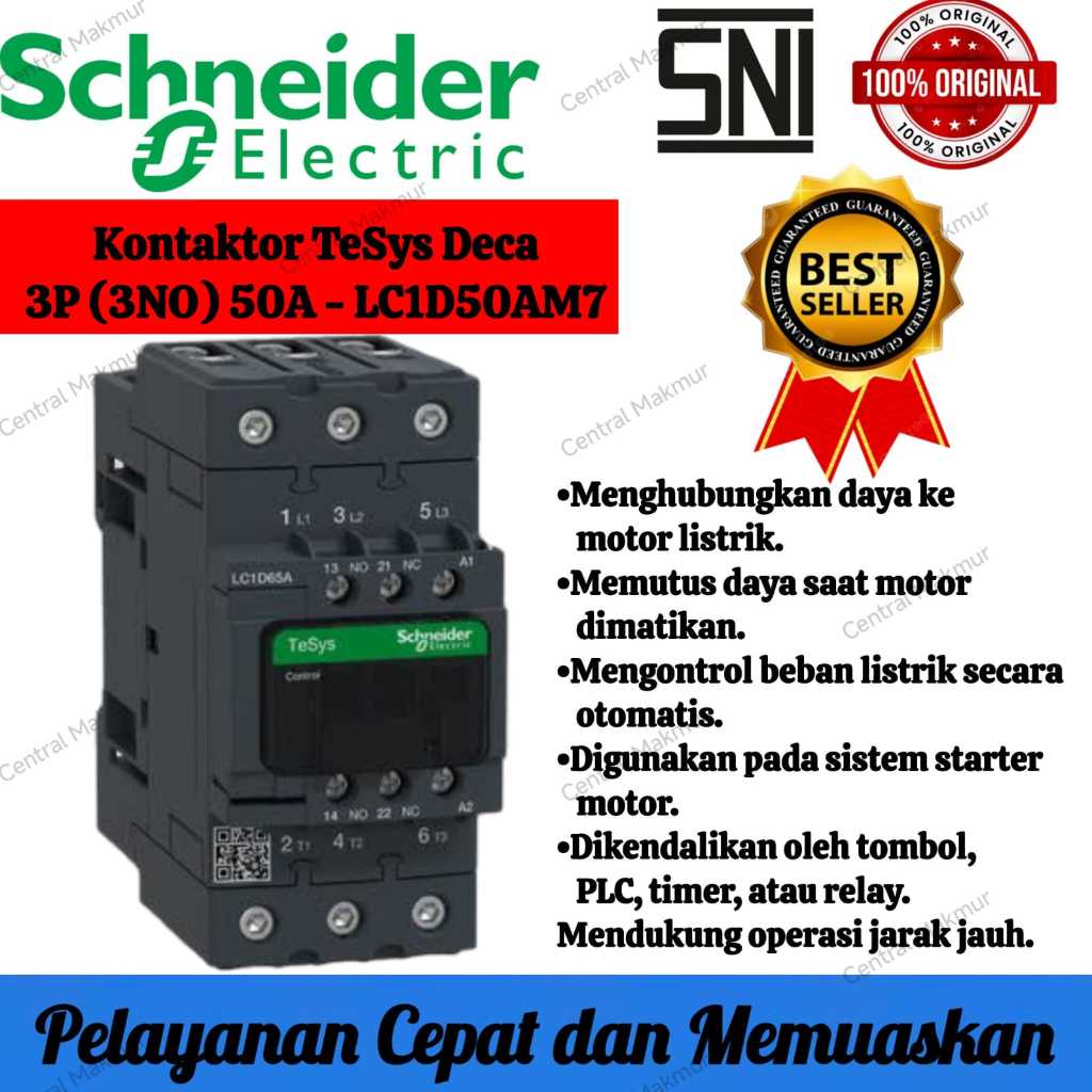 Original Schneider TeSys D Kontaktor 3P 3NO 50A LC1D50AM7 Contactor TeSys Deca 3 Phase 3 Pole 50 Amp