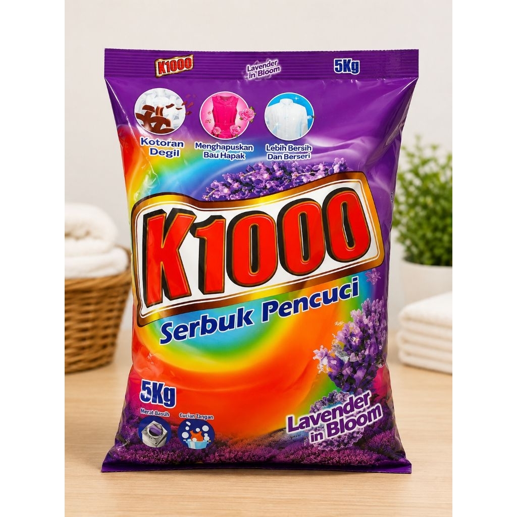 K1000 Deterjen Bubuk 5 Kg Pembersih Pakaian Anti Noda Cocok untuk Cuci Harian Hemat dan Wangi