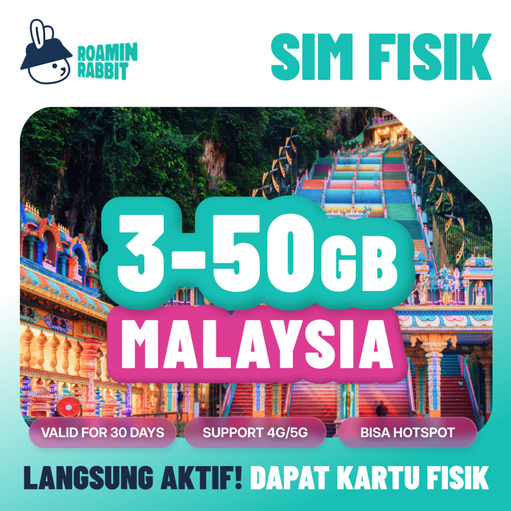RoaminRabbit Travel Sim Card Roaming Malaysia Data 3-20GB Internet 4G/5G