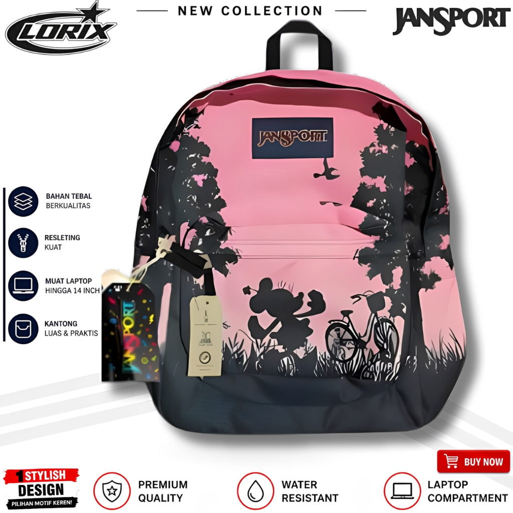 [REALPICT] - TAS JANSPORT DISNEY PINK SCHOOL SUPERBREAK - TAS JANSPORT - JANSPORT - JANSPORT BACKPAC