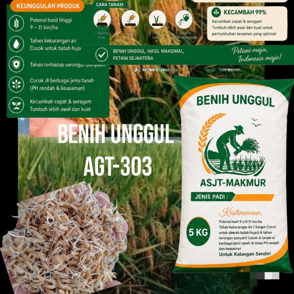 benih padi AGT 303 kemasan 5kg original