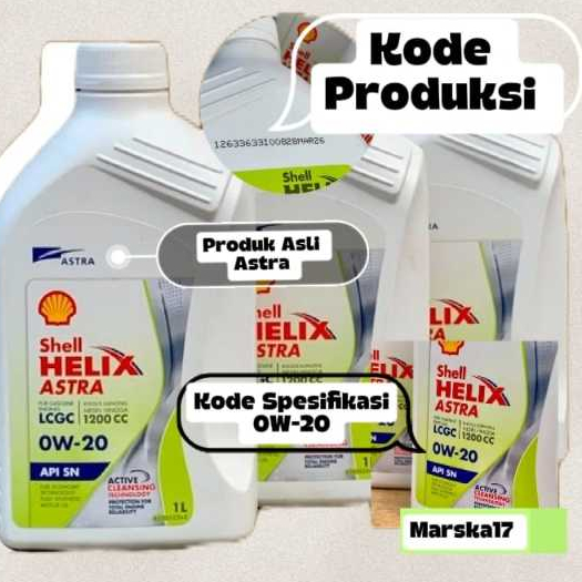 Shell Helix Astra 0W-20 API SN Full Economy Tech & Full Synthetic Active Cleansing Produk Original