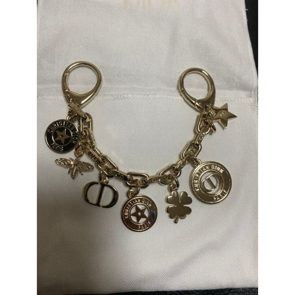 DIOR 30 Montaigne Bag Charm in Gold-Finish Metal And Black Lacquer