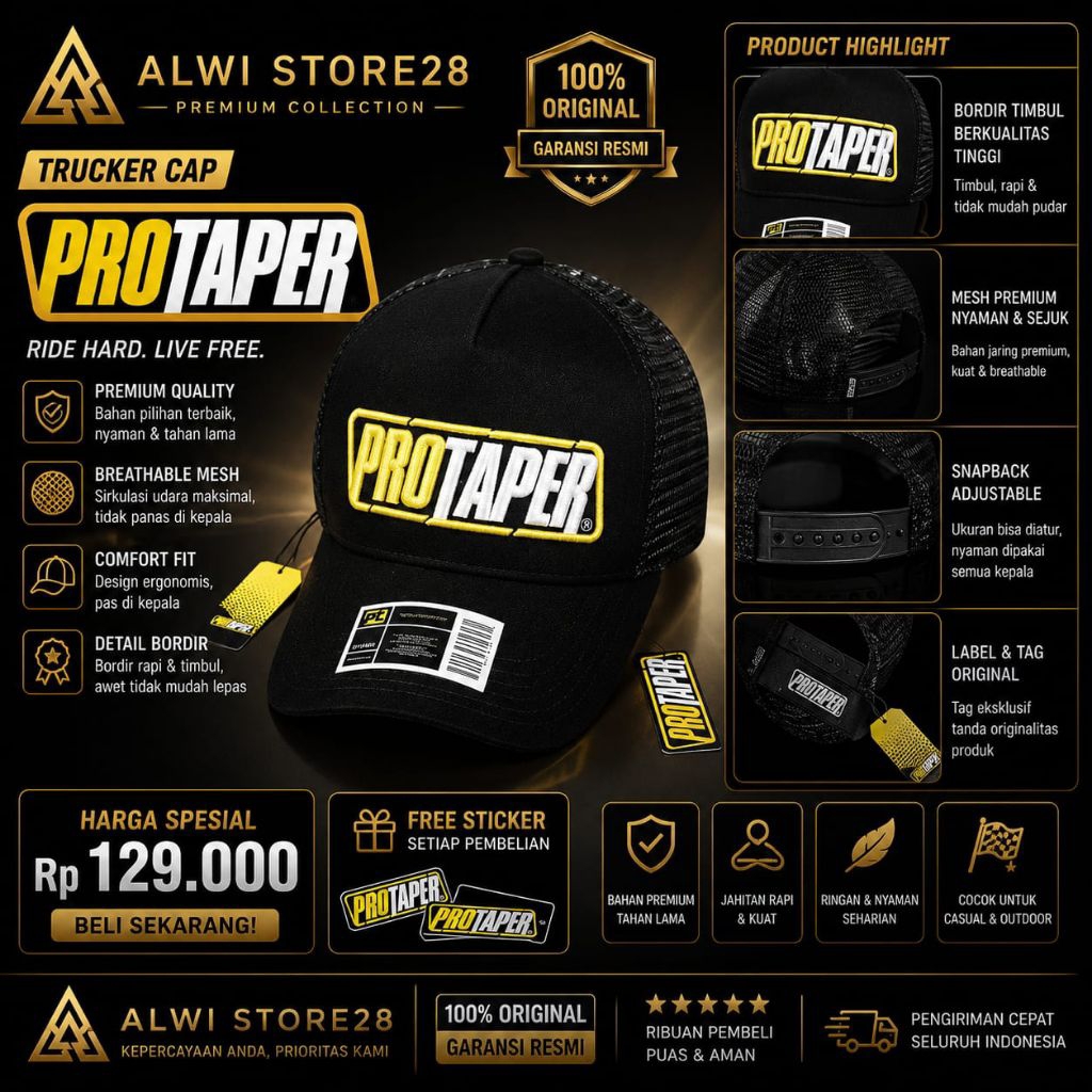 Topi Trucker Racing KTM 4WP Protaper FOX GasGas Original Premium Mesh Snapback Bordir