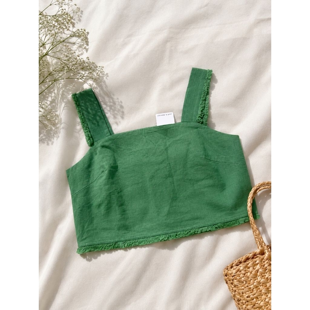square neck crop top korean style