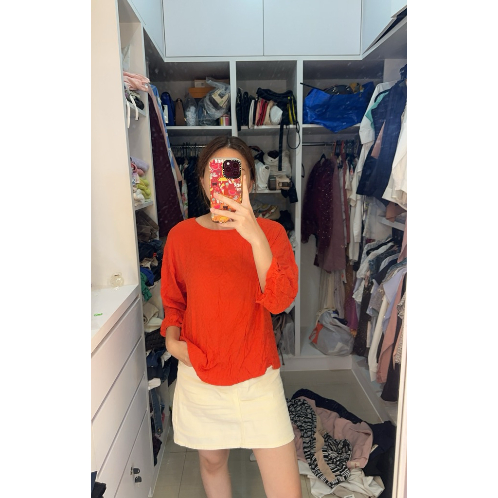 PRELOVED top blouse atasan orange geulis