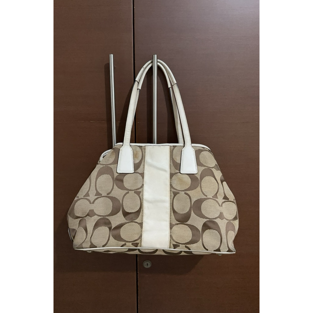 Coach Signature Stripe Carryall Tote (Preloved)