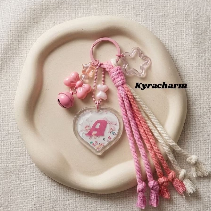 Bag Charm Premium Aesthetic Gantungan Huruf Alphabet Bag Charm Keychain Abjad Akrilik Bag Charm