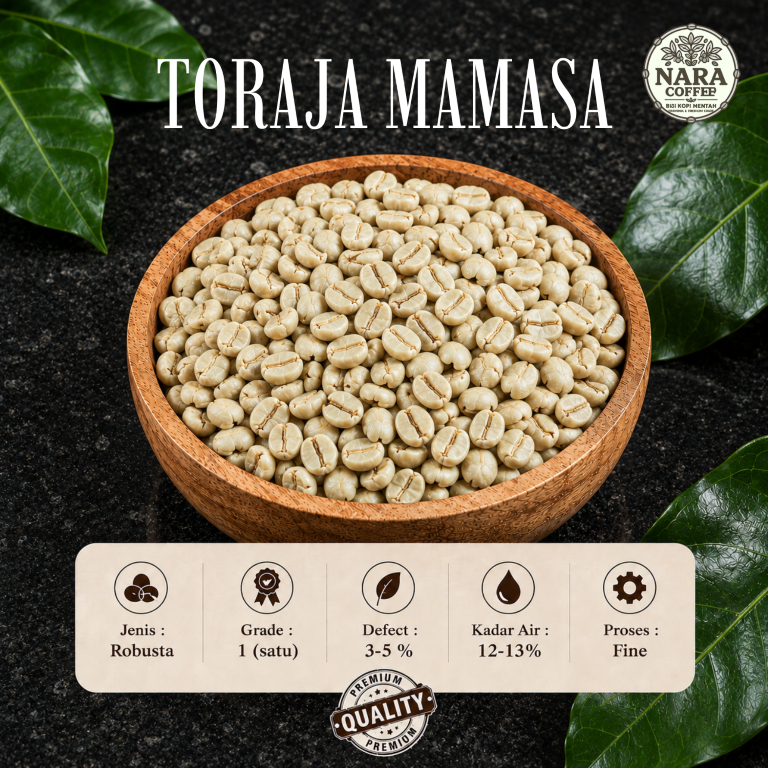 Green Bean biji kopi Robusta Toraja Mamasa - Fine 1Kg/1000 Gr