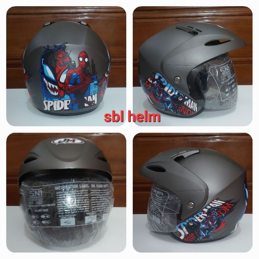 HELM ANAK ANAK JUNIOR PET KARAKTER CEWEK COWOK KUALITAS BAGUS SNI