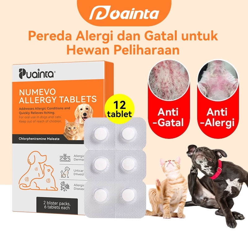 Tablet Anti Alergi dan Gatal untuk Anjing Kucing 12 Tablet Atasi Dermatitis Eksim