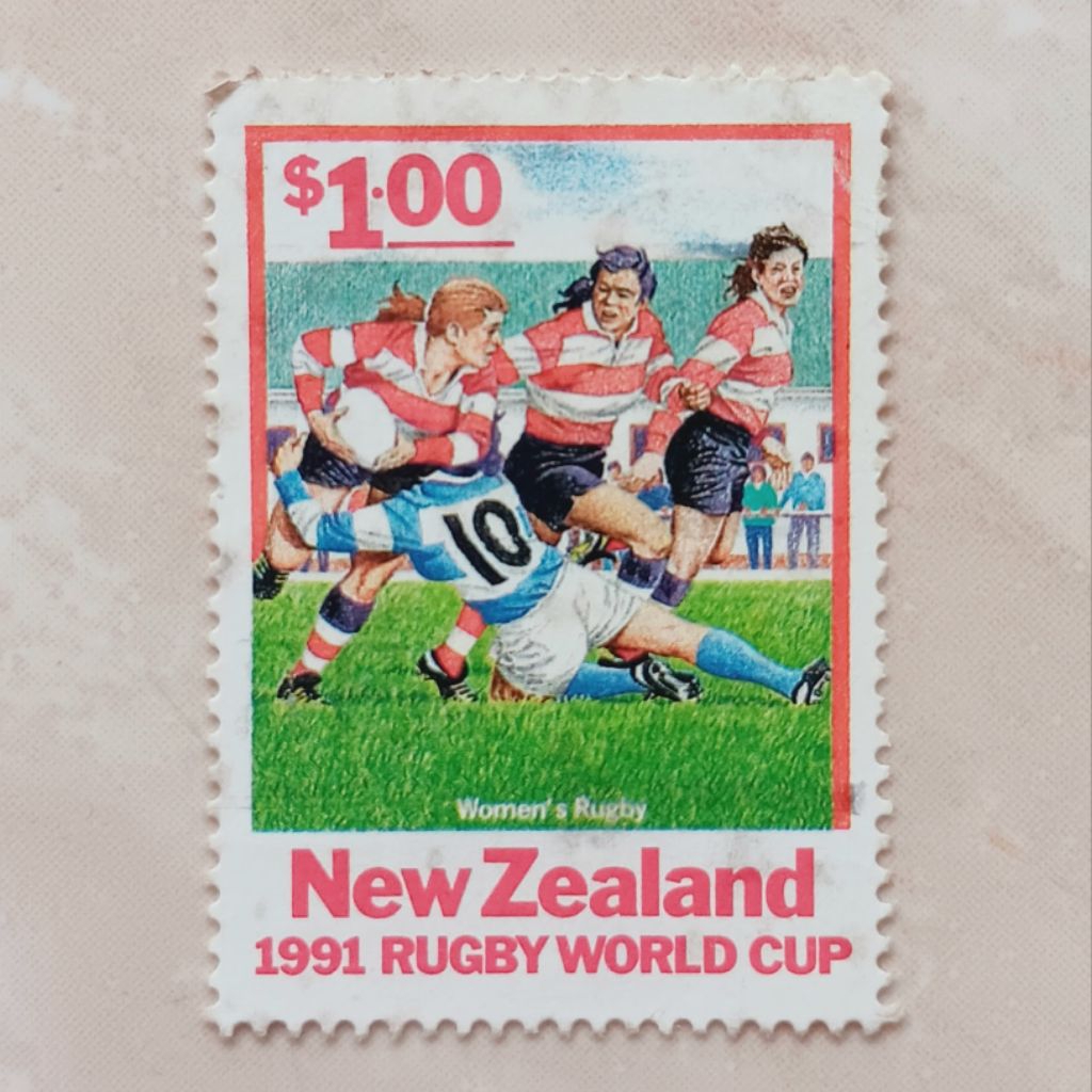 (OG) Perangko New Zealand 1991 Rugby World Cup 1991 - Women's Rugby 1 dollar New Zealand Used