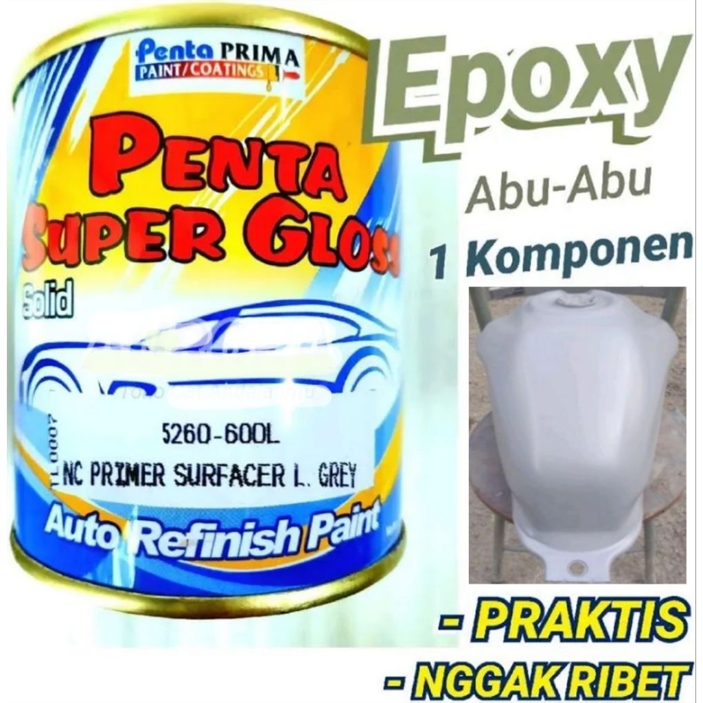 Poksi Cat Dasar Epoxy Primer Grey Penta Super Gloss 200 ml Cepat Kering, Tahan Lama
