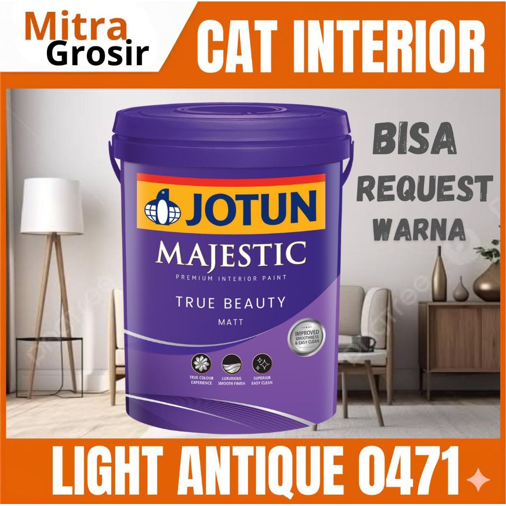 CAT TEMBOK JOTUN 20 LITER | JOTUN MAJESTIC TRUE BEAUTY MATT 20 LITER LIGHT ANTIQUE 0471 (BISA REGUES