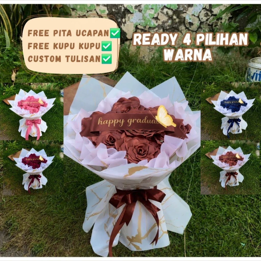 Buket Bunga Handmade/Bouquet Custom 7 tangkai | Wisuda Ulang Tahun Pacar Lamaran Anniversary | Free 