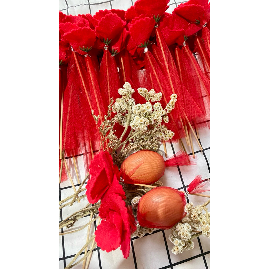 Tempat Telur Aqiqah/Tasyakuran Isi 50 Pcs Ready Stock Souvenir Telur Aesthetic Bunga MERAH