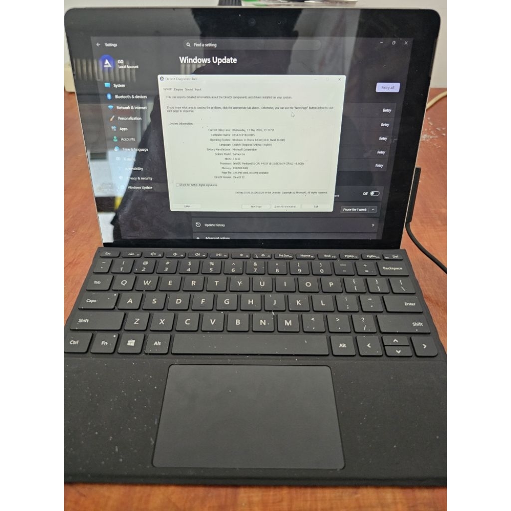 MICROSOFT SURFACE GO INTEL PENTIUM RAM 8GB SSD 128GB