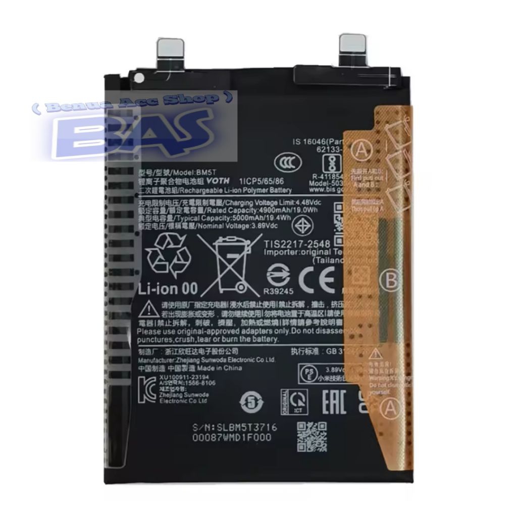 Baterai Compatible Xiomi 13T / Xiomi 14T / Rdmi Note 13 Pro 4G / P0co X6 Pro 5G / P0co M6 Pro 4G ( B