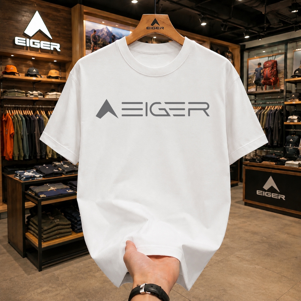 Kaos Eiger Putih T-shirt Daily Wear Hangout / Kaos Unisex Eiger Adventure Cocok untuk Santai & Aktiv