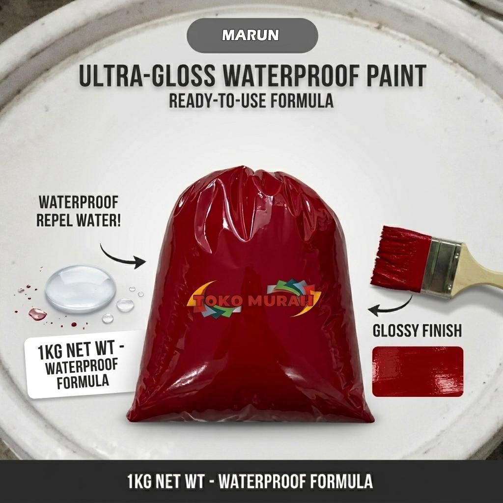 Cat Tembok Kiloan Anti Air Jamur 1Kg Merah Maroon