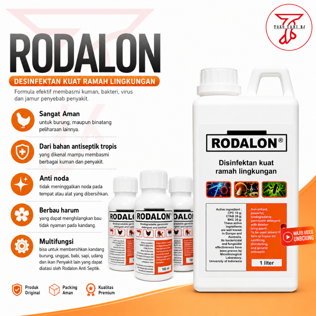 BJ SHOP Disinfektan Kandang Rodalon Cairan Pembersih Kandang Ayam 100ml 1 Liter