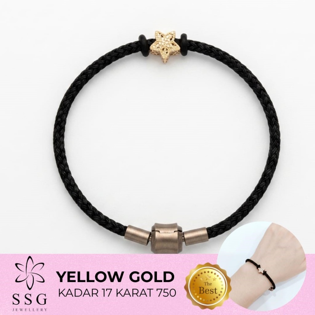 Gelang Emas Tali Hitam 17K - SSG JEWELLERY