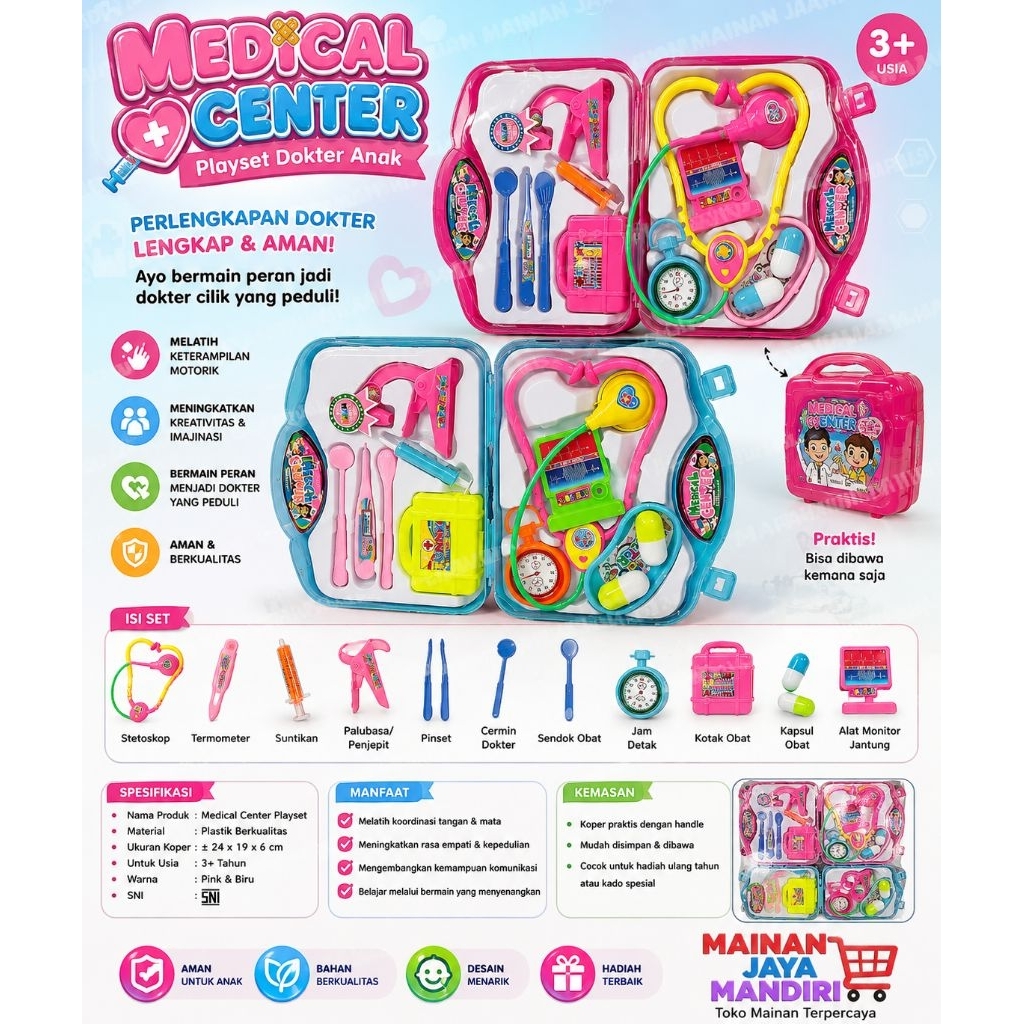 Mainan Anak dokter dokteran koper koper dokter playset