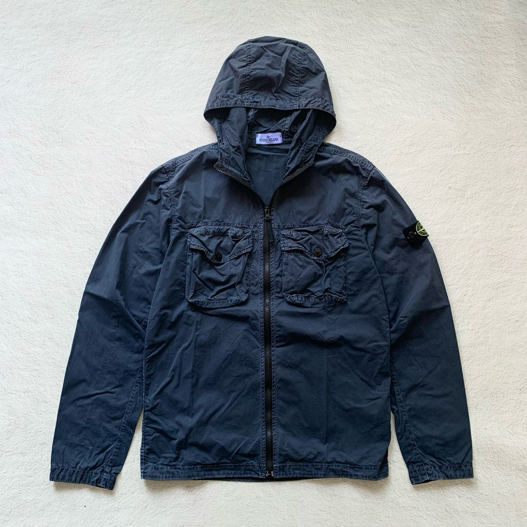 Stone Island Junior Garment Dyed Twin Pocket Overshirt Hooded