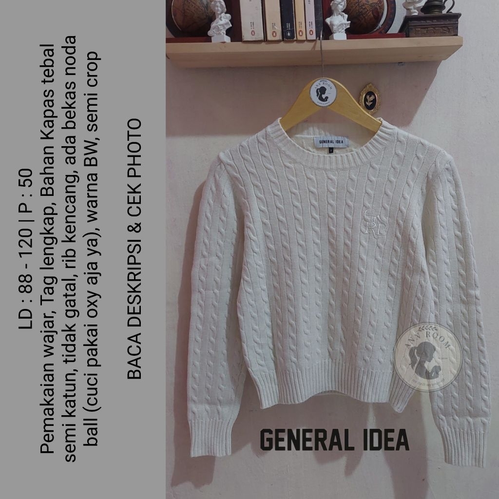General Idea Sweater Rajut Kepang Crop Broken White