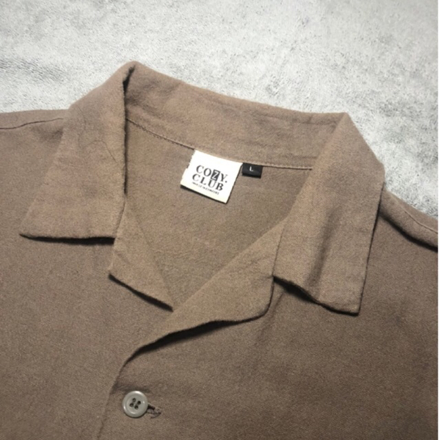 [Preloved] COZYCLUB Cuban Bowling Boxy Oversized Linen Shirt  | Kemeja Linen Bowling Polos Pria Kera