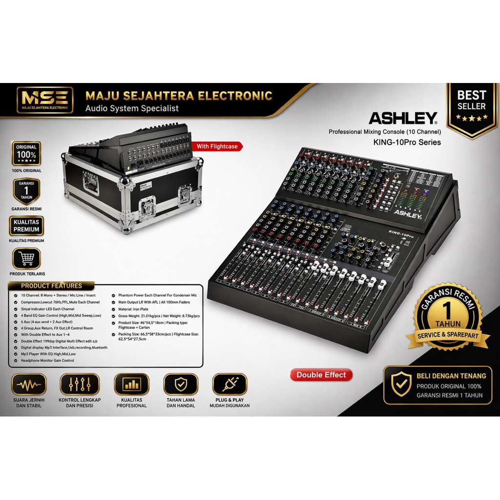 MIXER 10 CHANNEL ASHLEY KING-10PRO KING10PRO KING 10PRO ORIGINAL FREE HARDCASE