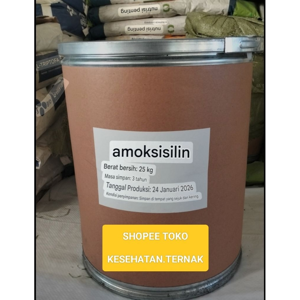 Amoxicillin 99% Bubuk Antibiotik Ternak Ayam Broiler Layer Bebek Burung Sapi Kambing Obat Infeksi CR