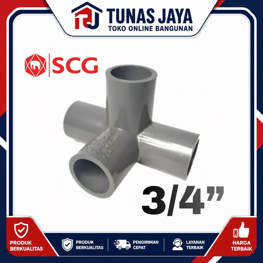 Tee cabang 4 ukuran 3/4” PVC