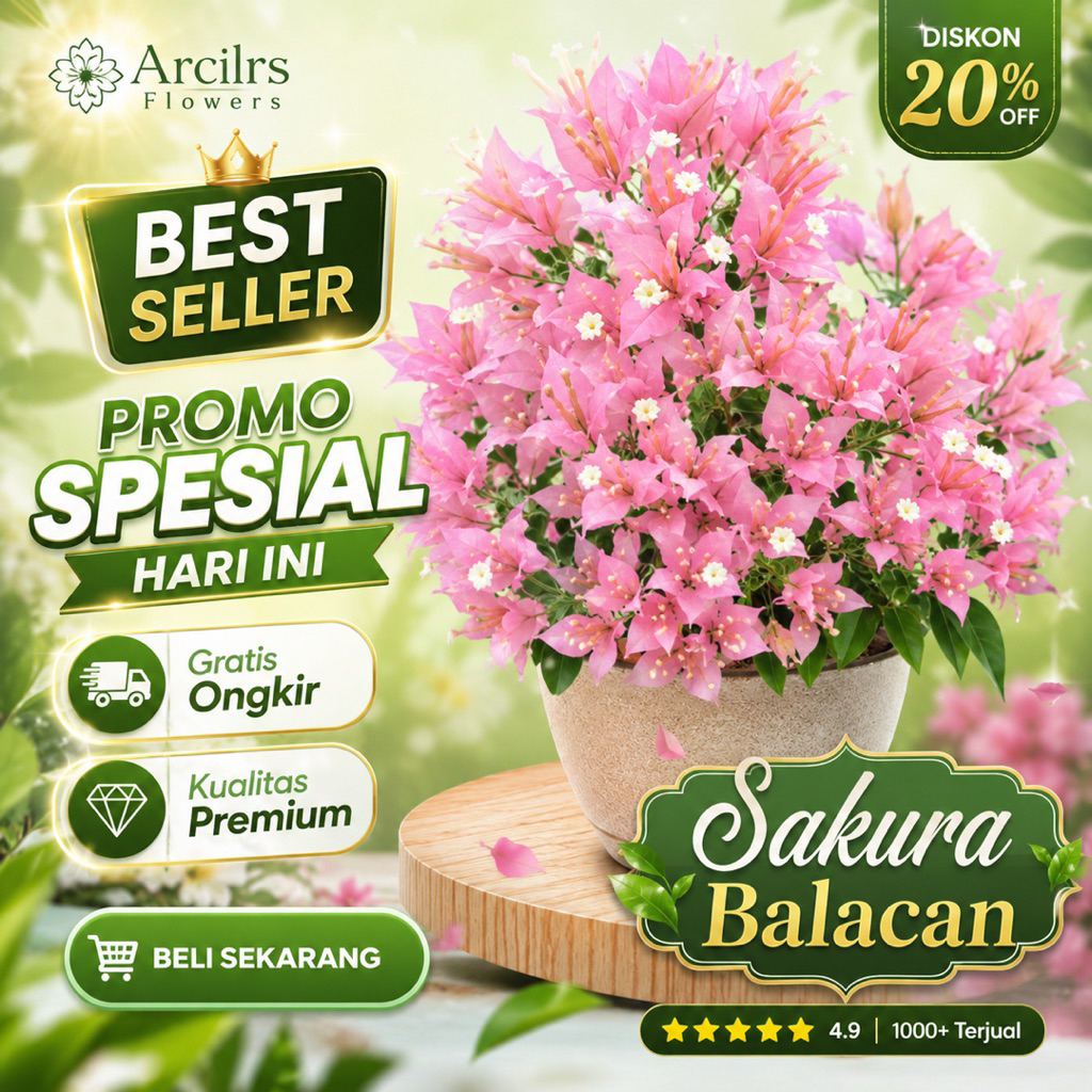 Bibit Bugenvil Sakura Blacan Original – Daun Varigata Eksotis & Bunga Gradasi Sakura