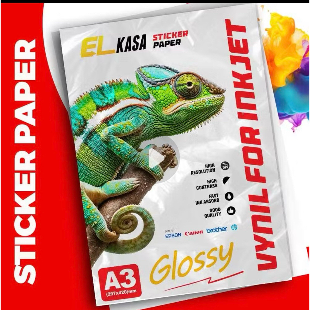 Kertas Stiker Vinyl ELKASA for Inkjet A3