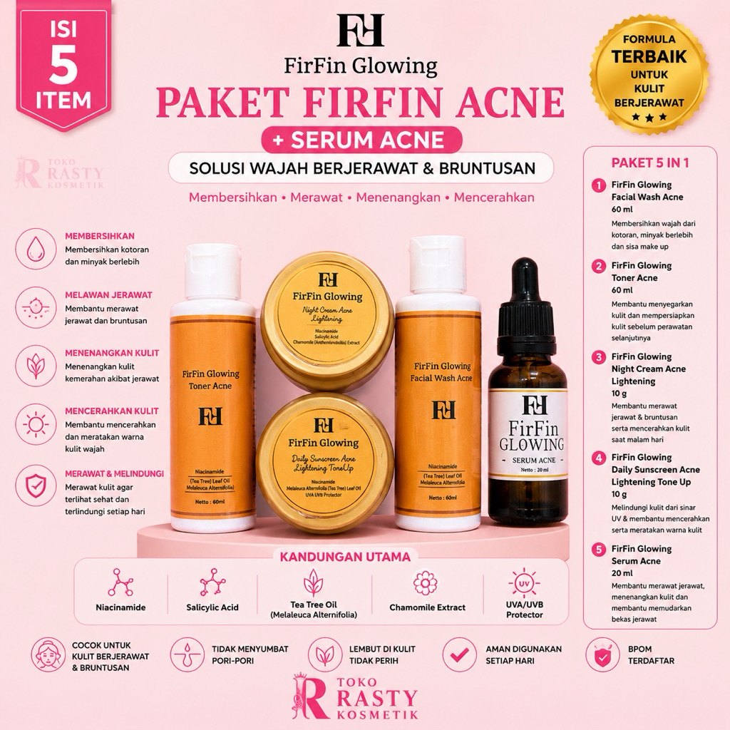 FIRFIN ACNE + SERUM ACNE UNTUK WAJAH BERJERAWAT