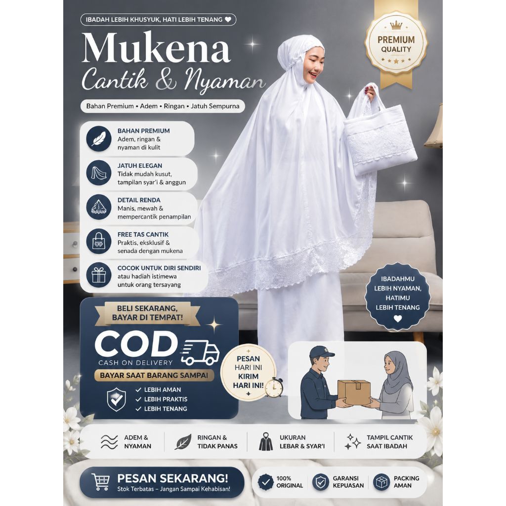 Mukena Putih Dewasa Katun Rayon Bali Premium Jumbo Mukena Umroh Renda Terbaru