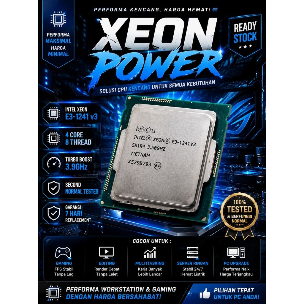 Prosesor Intel Xeon haswell LGA 1150 second normal siap pakai