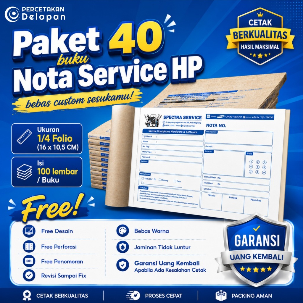 Nota service HP - Paket 40 Buku